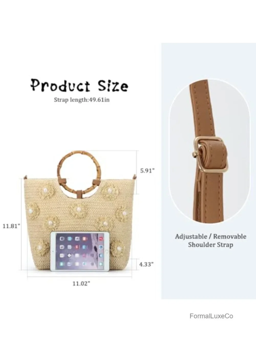 SUKUTU Flower Pearls Straw Tote Bag Women Summer Beach Woven Top Handle Handbag